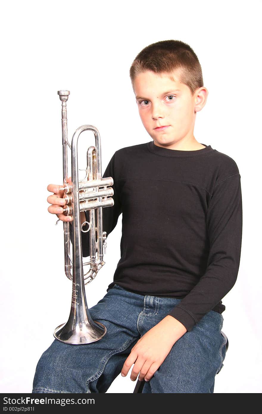 Child Holding Trumpet