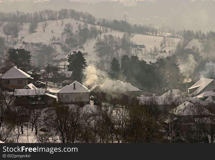 Houses under snow. Houses under snow