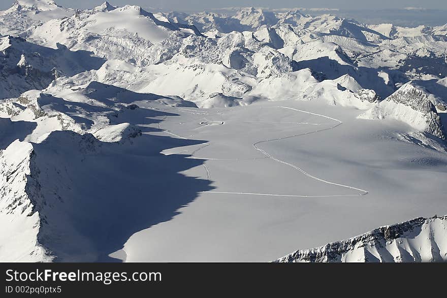 Aerial alps landscape