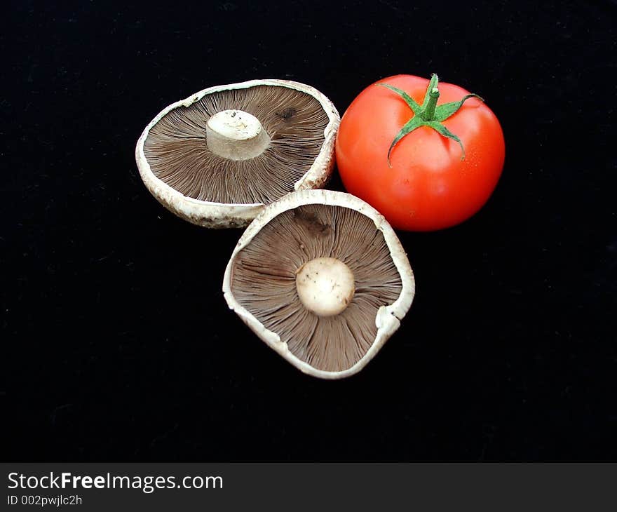 Tomato and mushrooms. Tomato and mushrooms