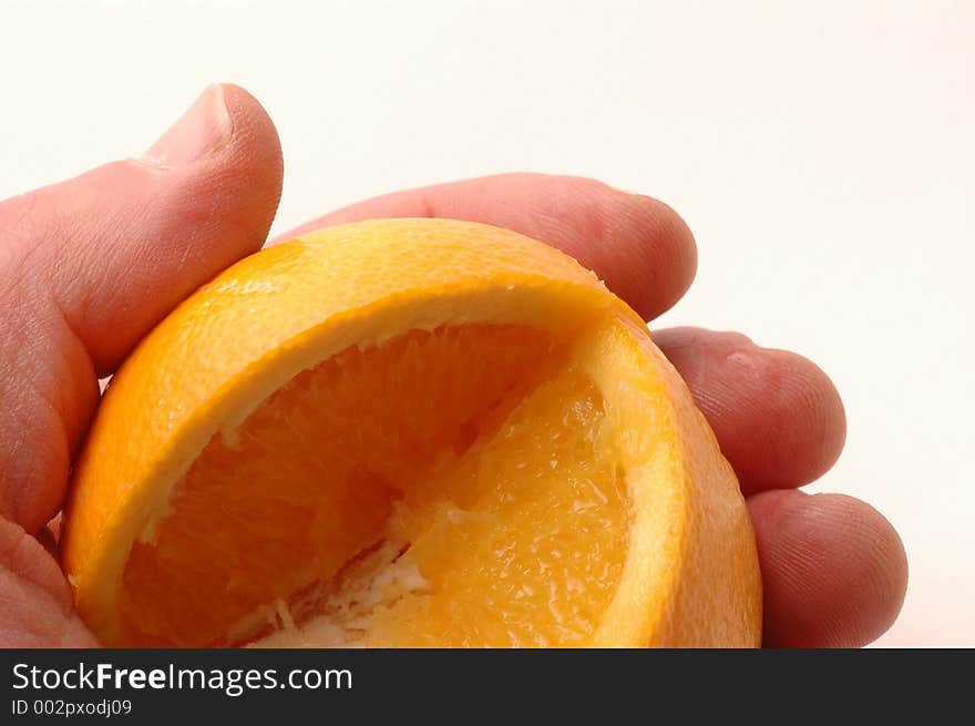 Navel orange in hand for weight control and health. Navel orange in hand for weight control and health