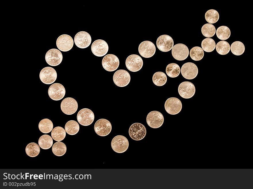 Heart sign from coin