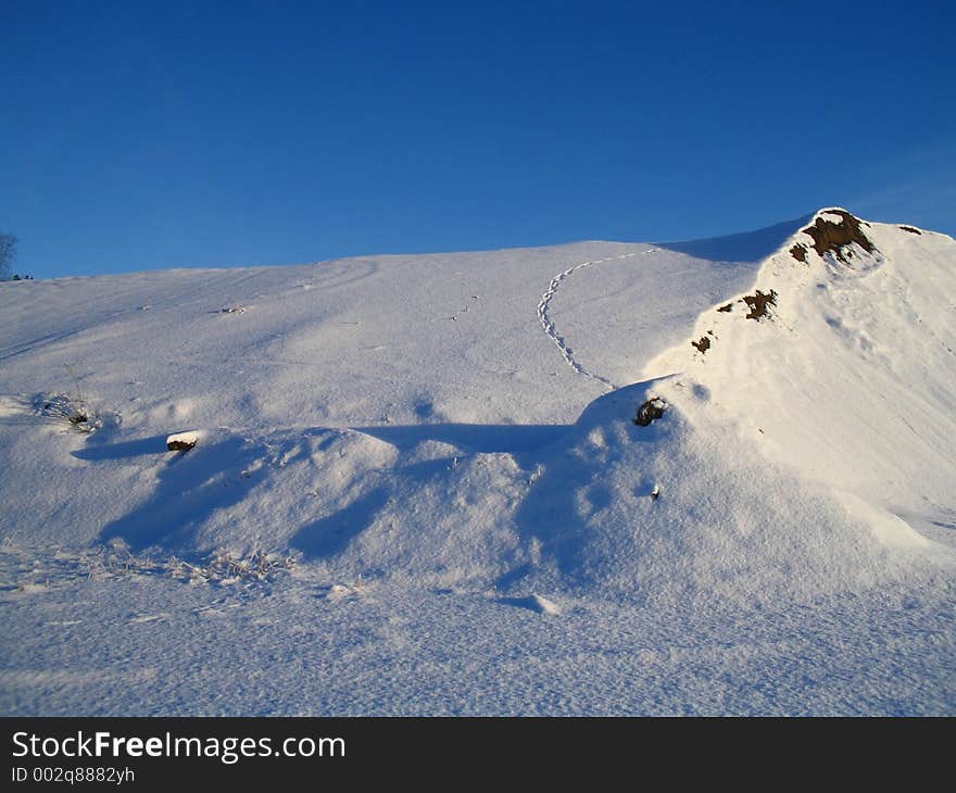 Snow dunes and tracks