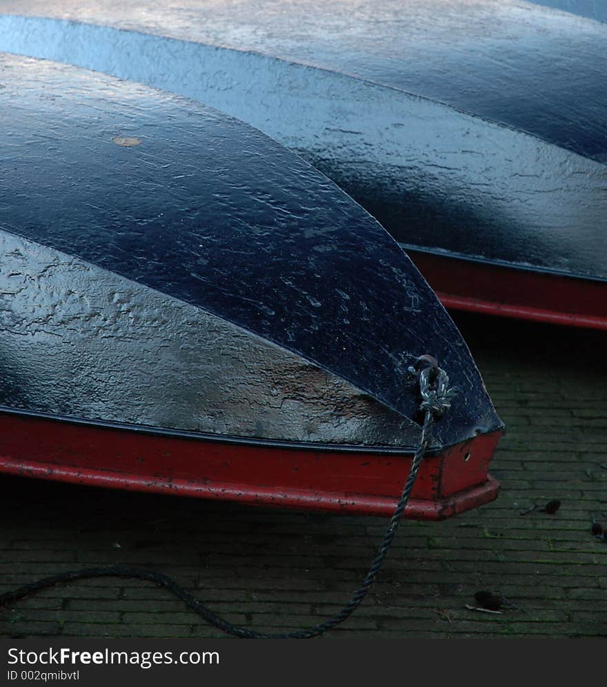 Rowing boats turned upside down