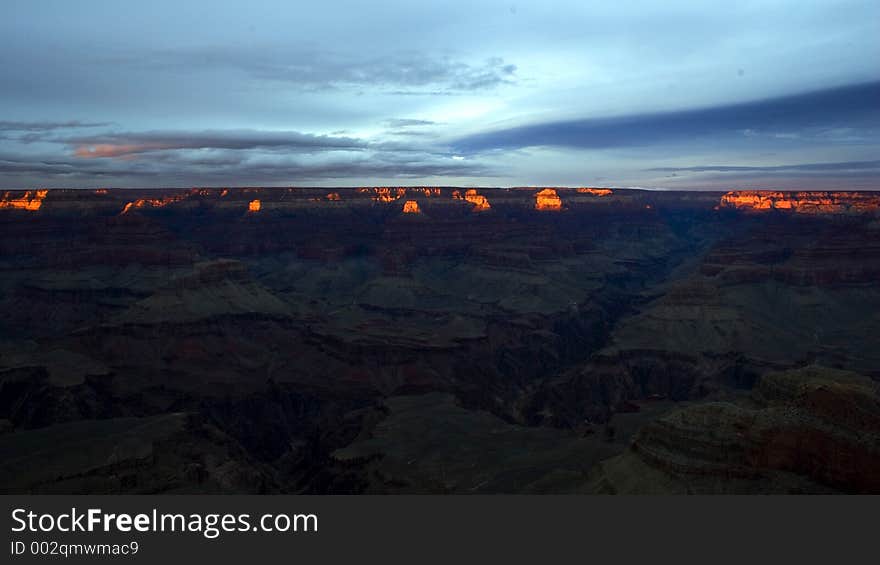 Grand Canyon sunset view golden time, golden hour, sky, light