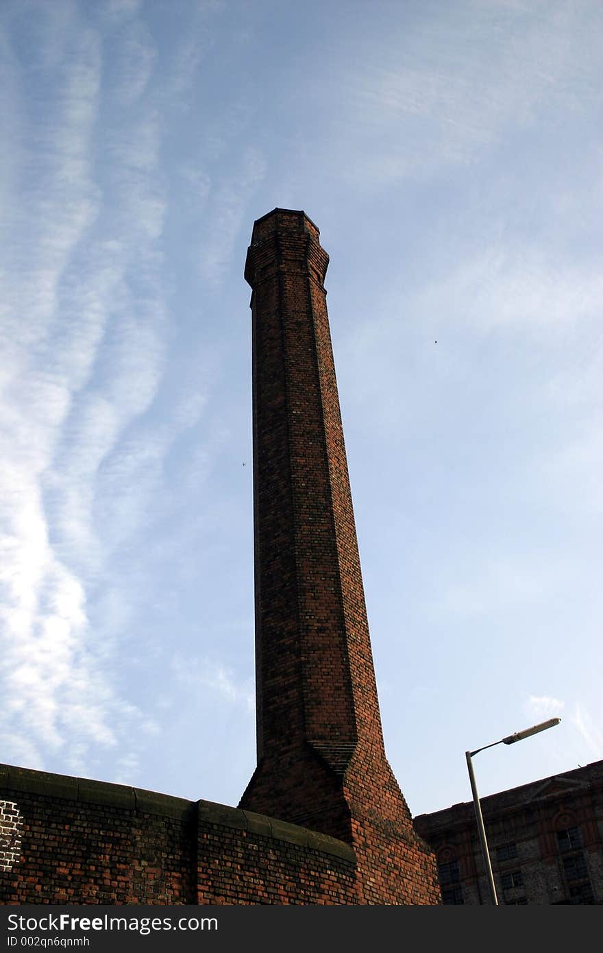 Partial Silhouette of Old Industrial Chimney in Liverpool Docks