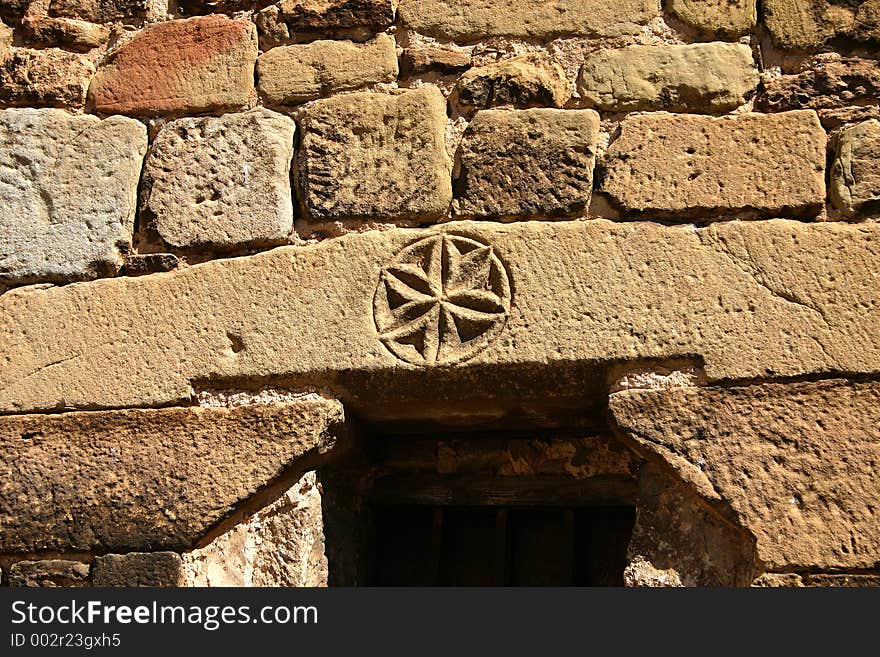 Lintel in ancient church,Huesca,Spain