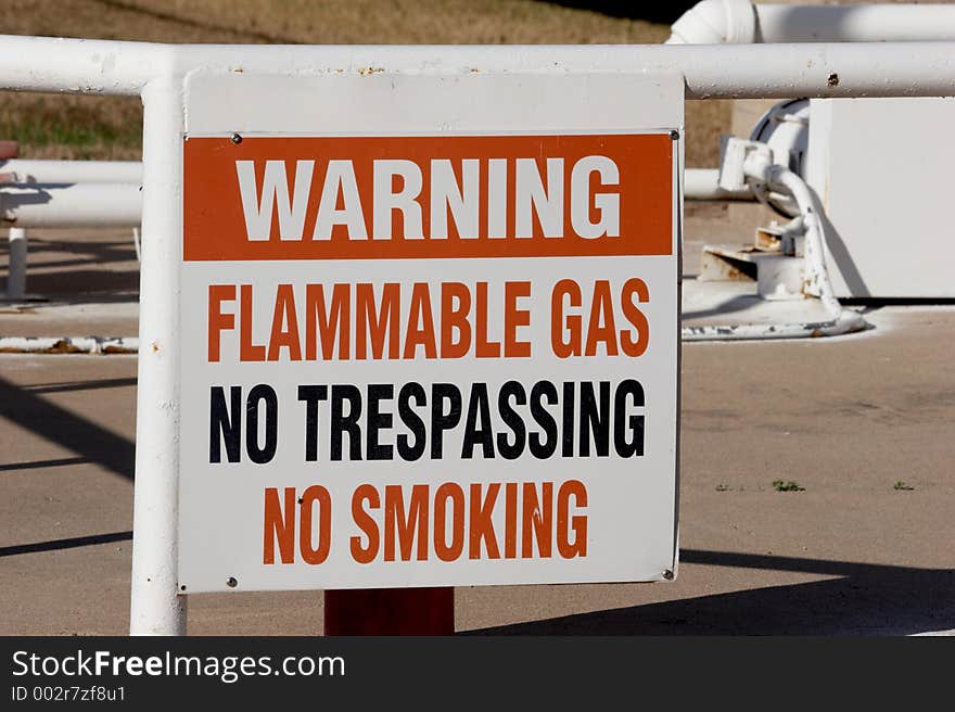 Warning sign for flamable gas. Warning sign for flamable gas