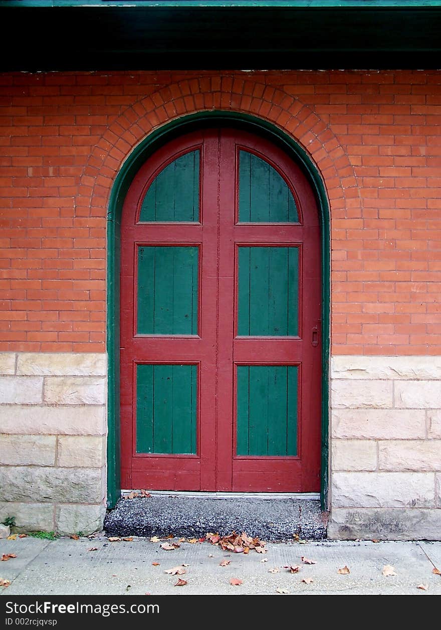 Green and red door.