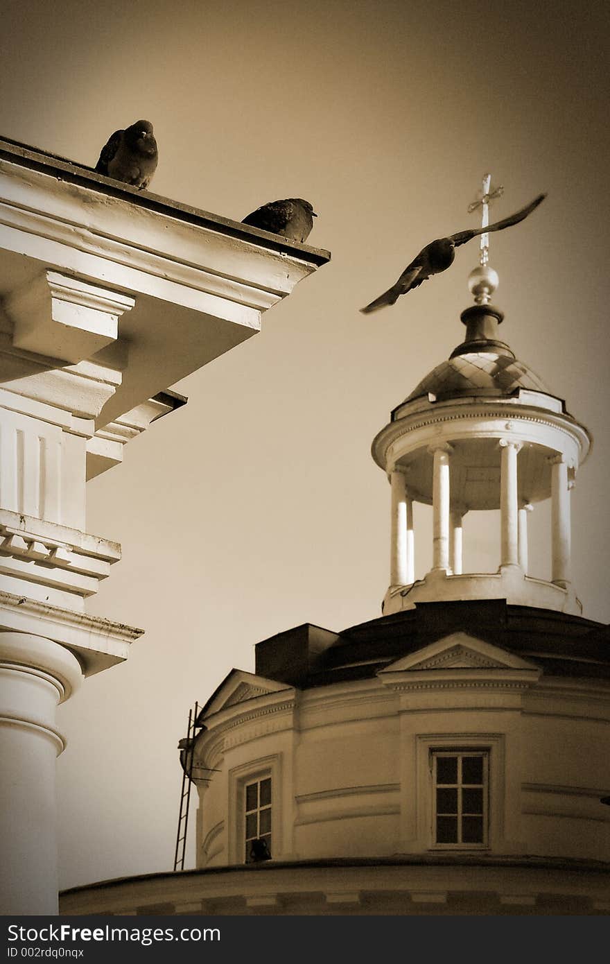 Morning in an orthodox temple_stylization grain