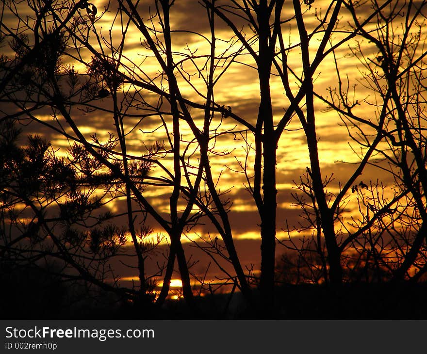 A fiery sunset after a gorgeous day. A fiery sunset after a gorgeous day