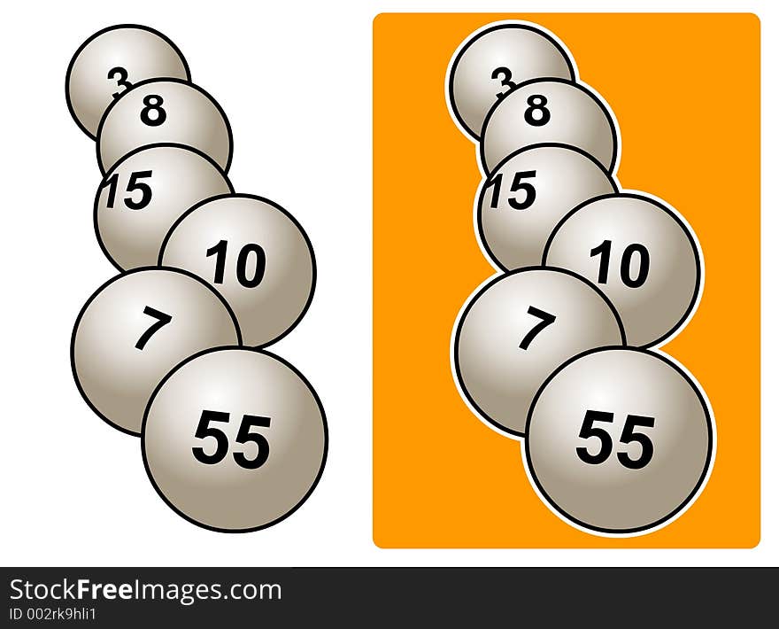 6 balls line up together. 6 balls line up together.