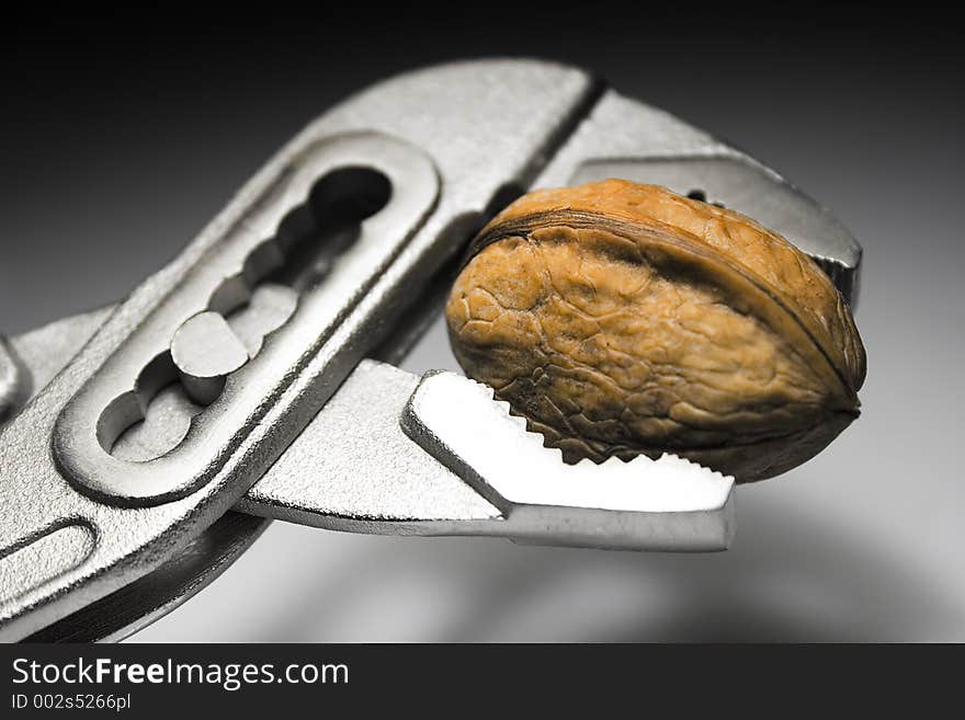 Opening a walnut with a gripper. Opening a walnut with a gripper.