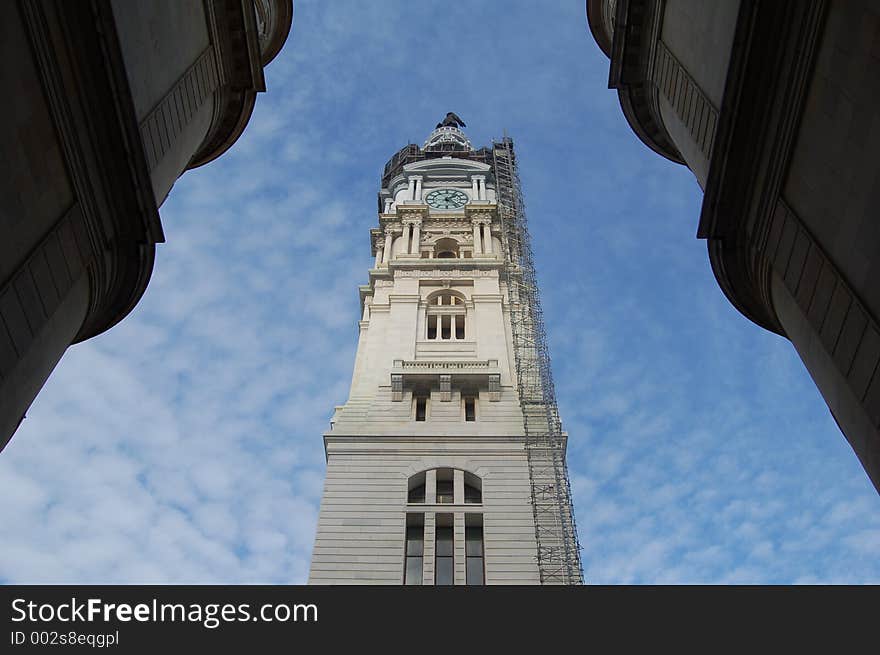 Building in philadelphia in winter time