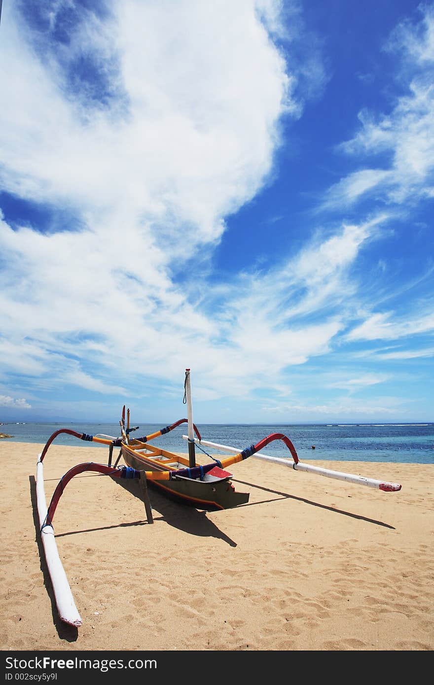 A boat on a beautiful beach. A boat on a beautiful beach