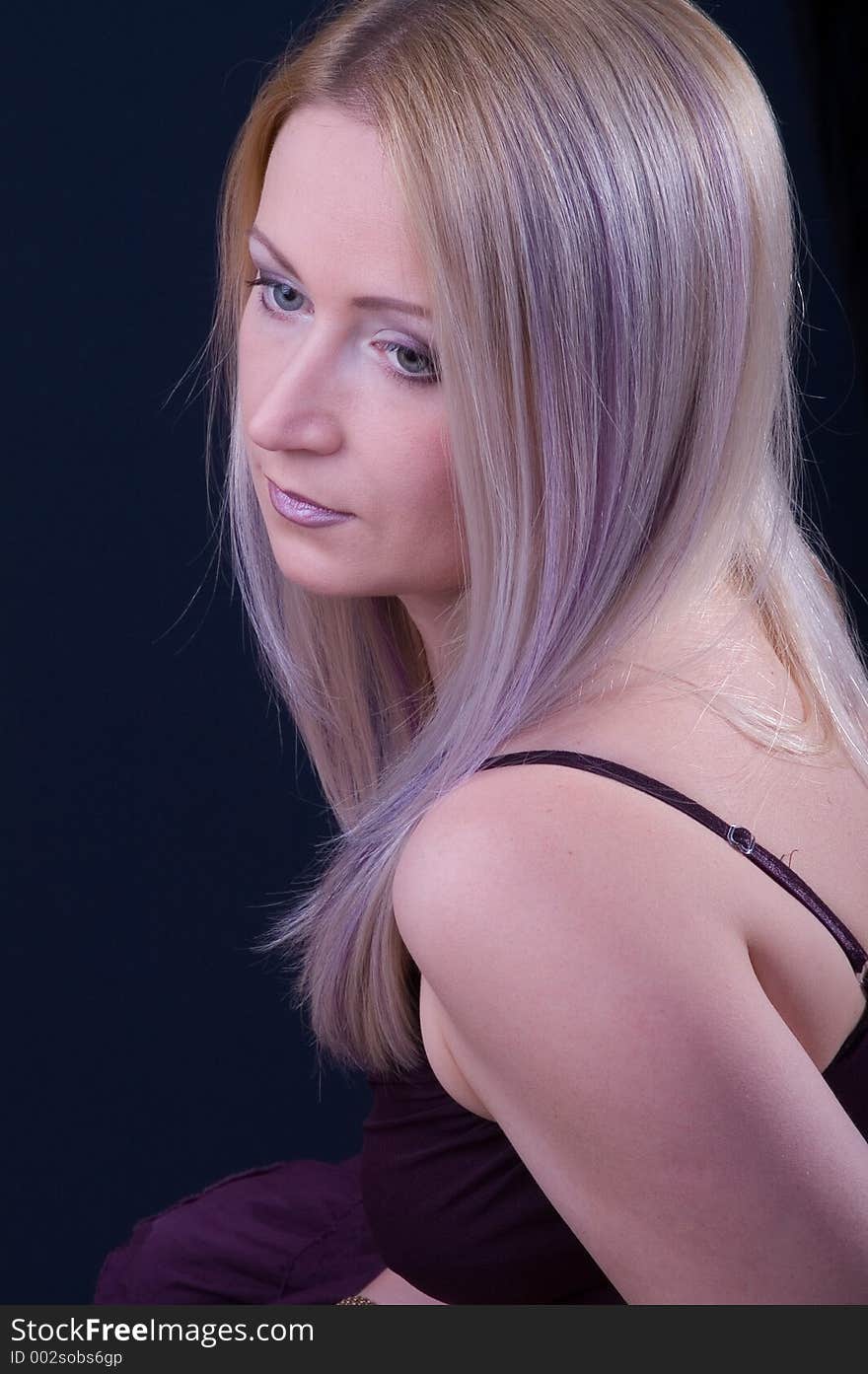 Attractive young woman with violet hair. Attractive young woman with violet hair