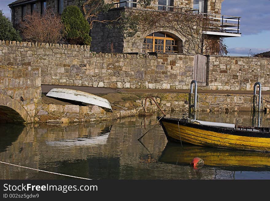 Boats at quayside on sunny day