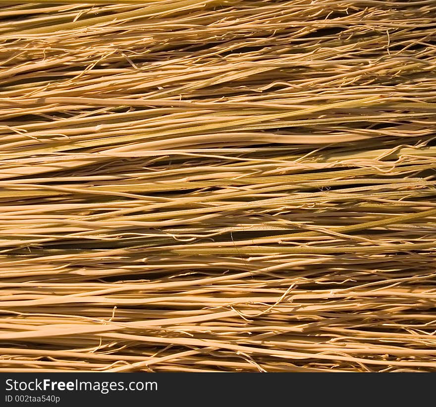 A closeup of broom bristles