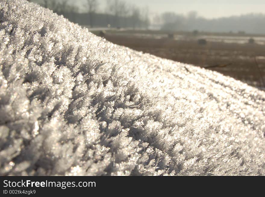 Hoarfrost on the field