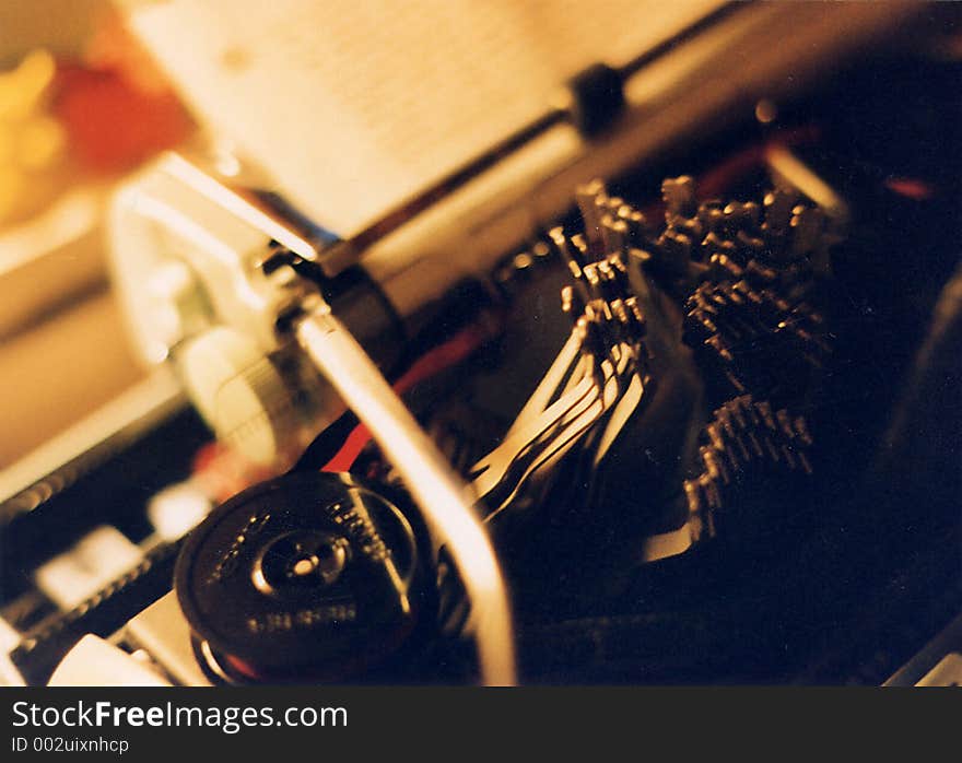 A close up of an old-fashioned typewriter. A close up of an old-fashioned typewriter.