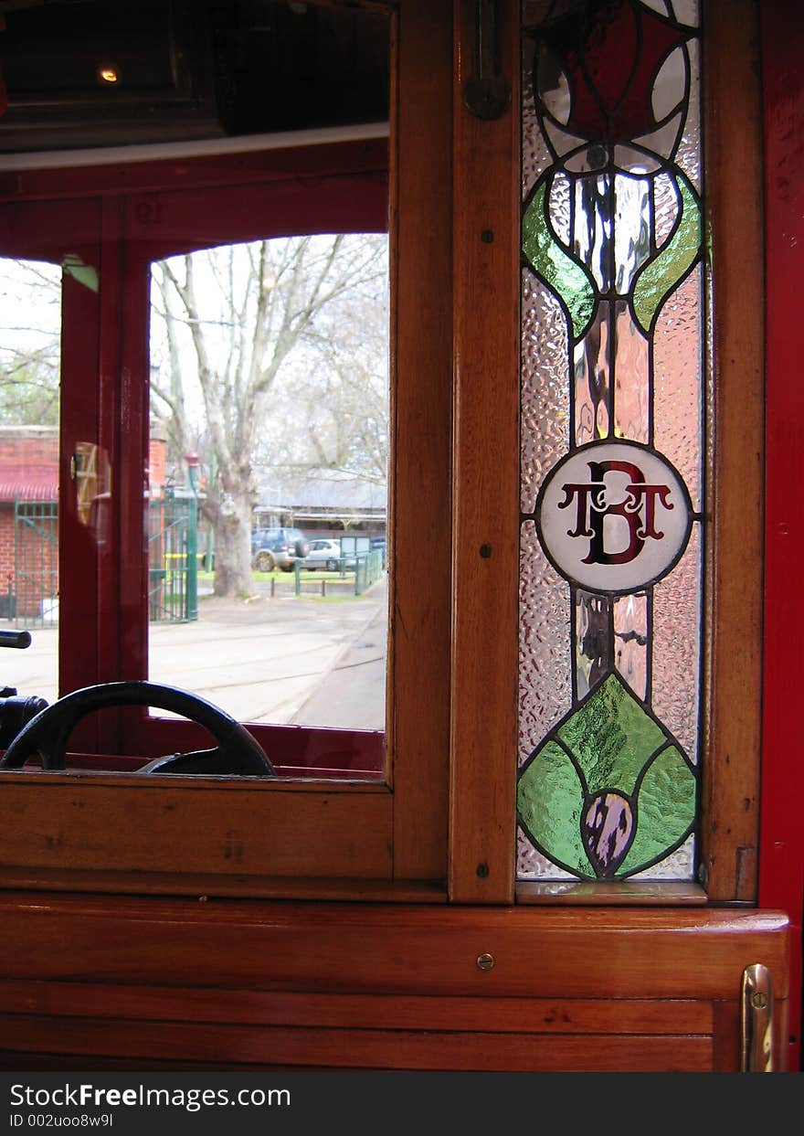 Interior shot of a tram whilst waiting for driver. Interior shot of a tram whilst waiting for driver