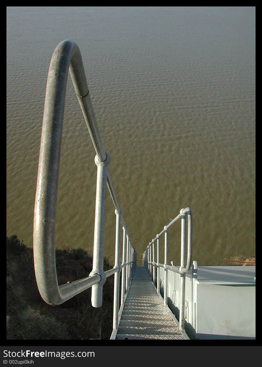 Rusted flood gate service ladder. Rusted flood gate service ladder