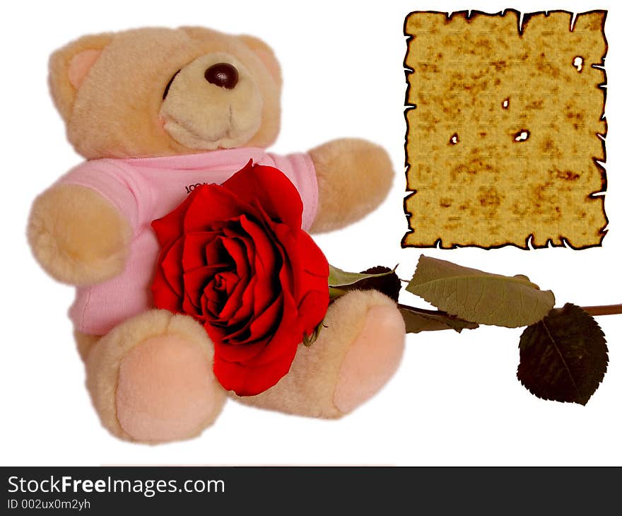 Cuddle Doll Holding Rose With Love Letter