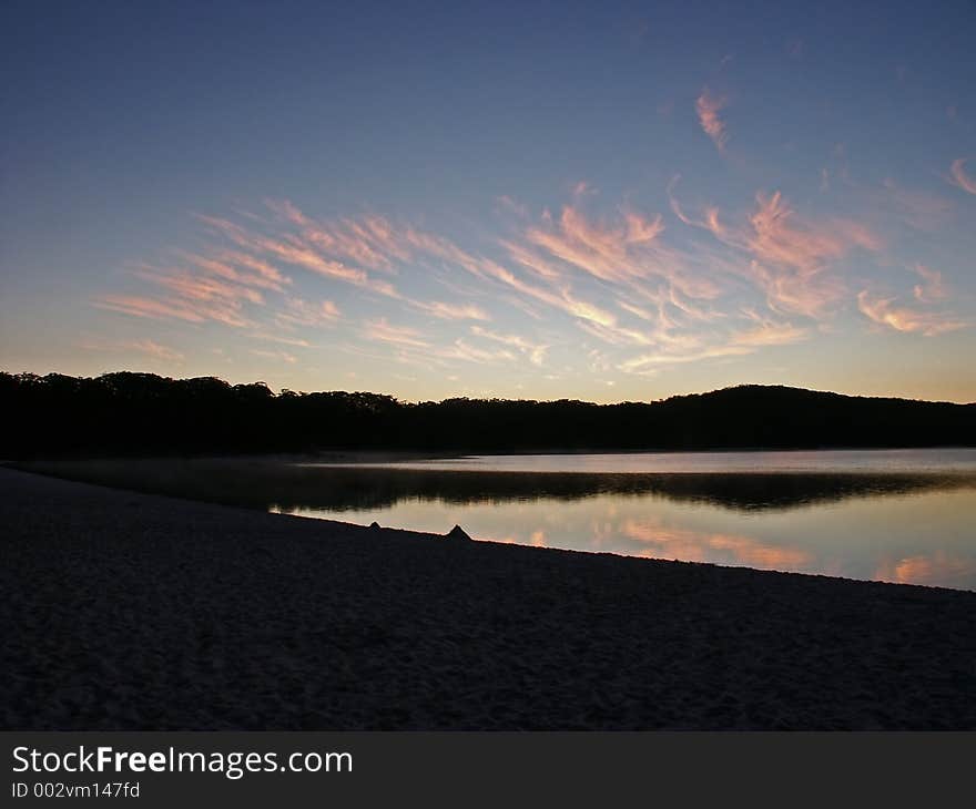 Lake mckenzie at sunrise australia. Lake mckenzie at sunrise australia