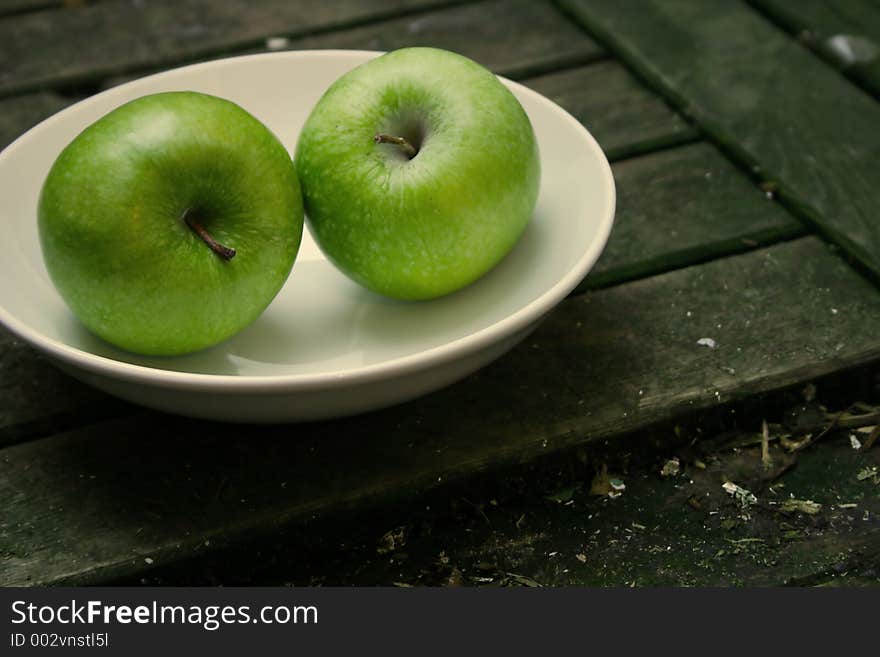 Green apples on a plate