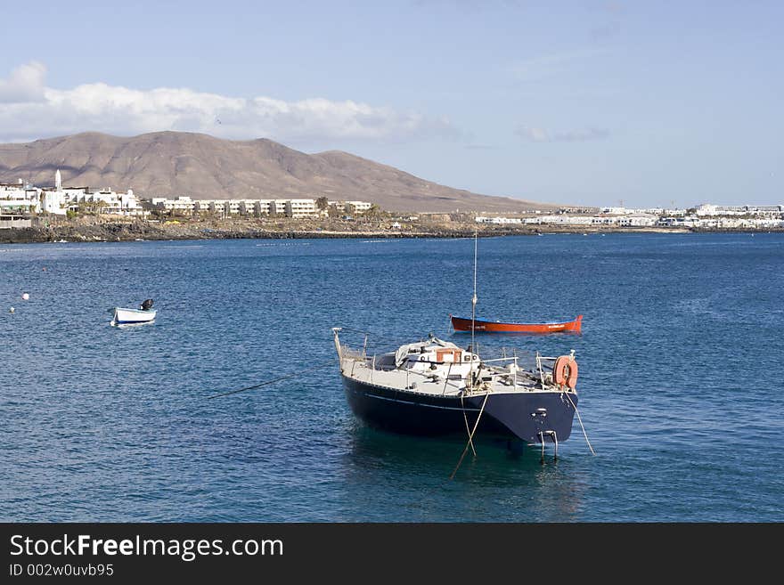 Yacht anchored in harbour