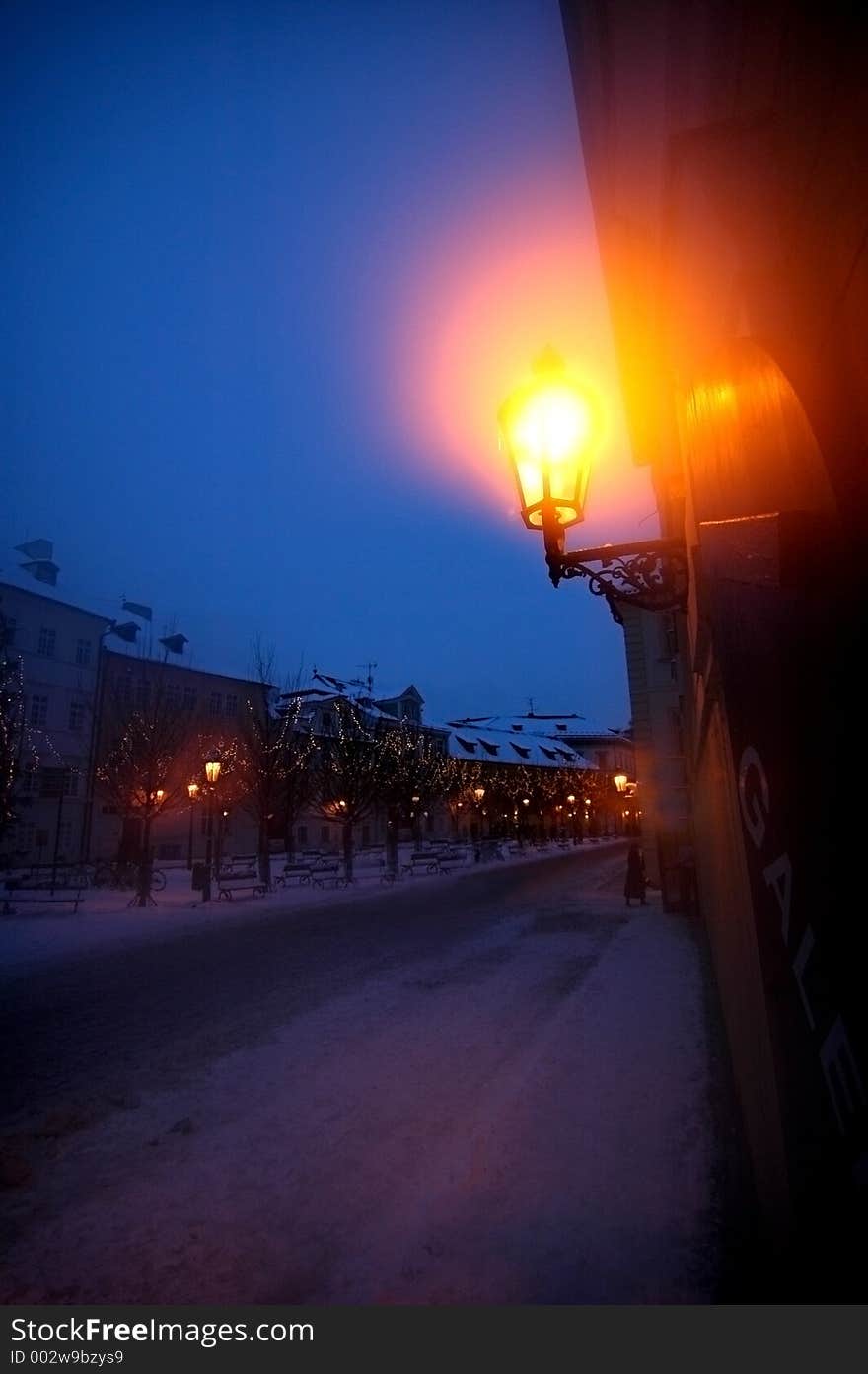 Street in Prague, at evening time. Shot with a steamed lense. Street in Prague, at evening time. Shot with a steamed lense.