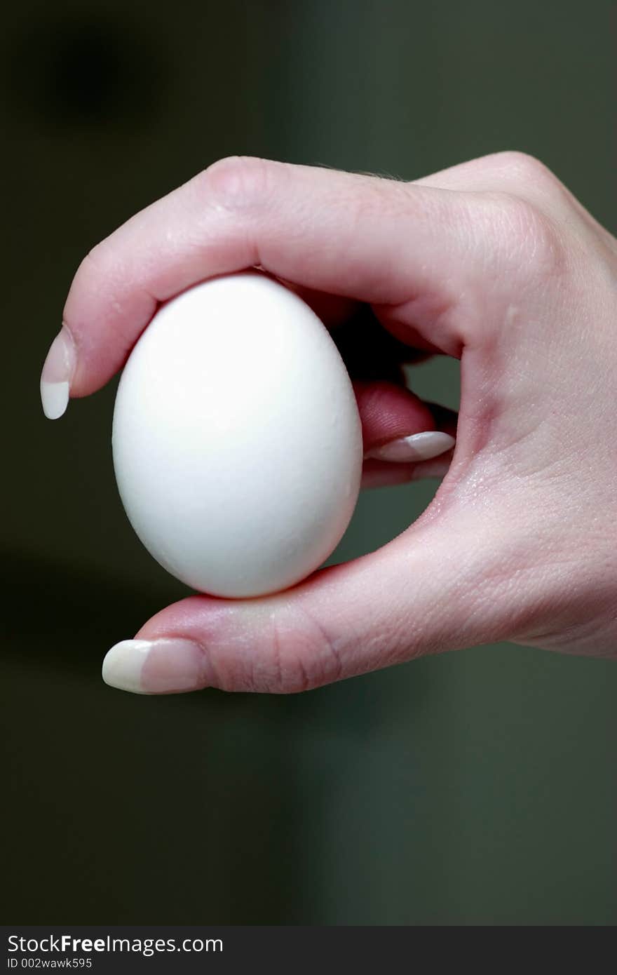 Hand holding an egg up close showing the shape