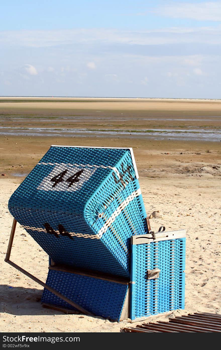 Beach chair in the sun.