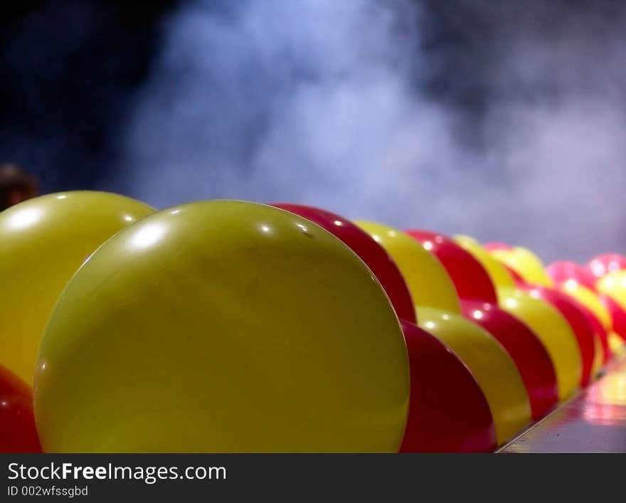 Baloons on fog background