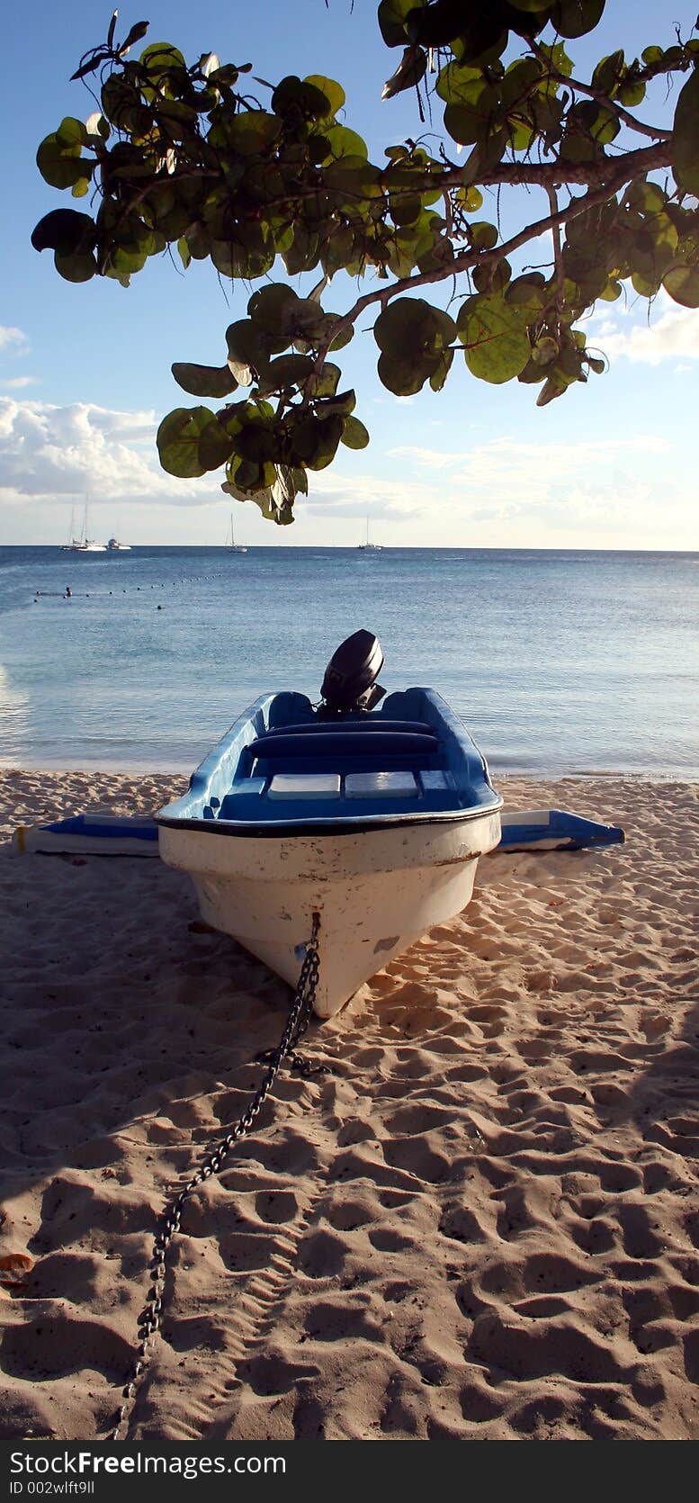 A motor boat on a beach