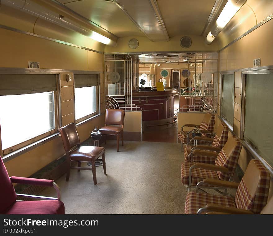 Deco interior of the bar car of and old train. Deco interior of the bar car of and old train.