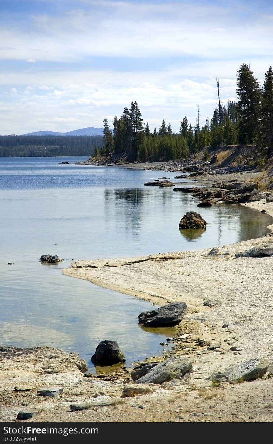 Edge of Yellowstone Lake in Yellowstone National Park, Wyoming