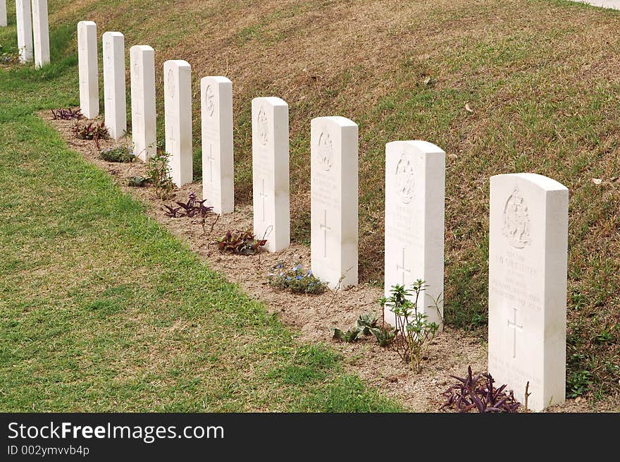 Tombstones in a row. Tombstones in a row