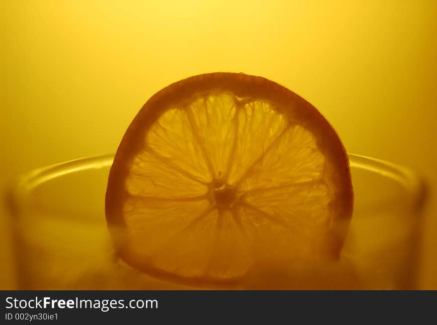 Shot of orange slice on a shot glass. Shot of orange slice on a shot glass