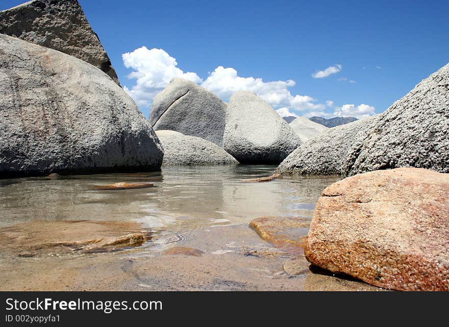 Low angle of Lake Shore and Rocks