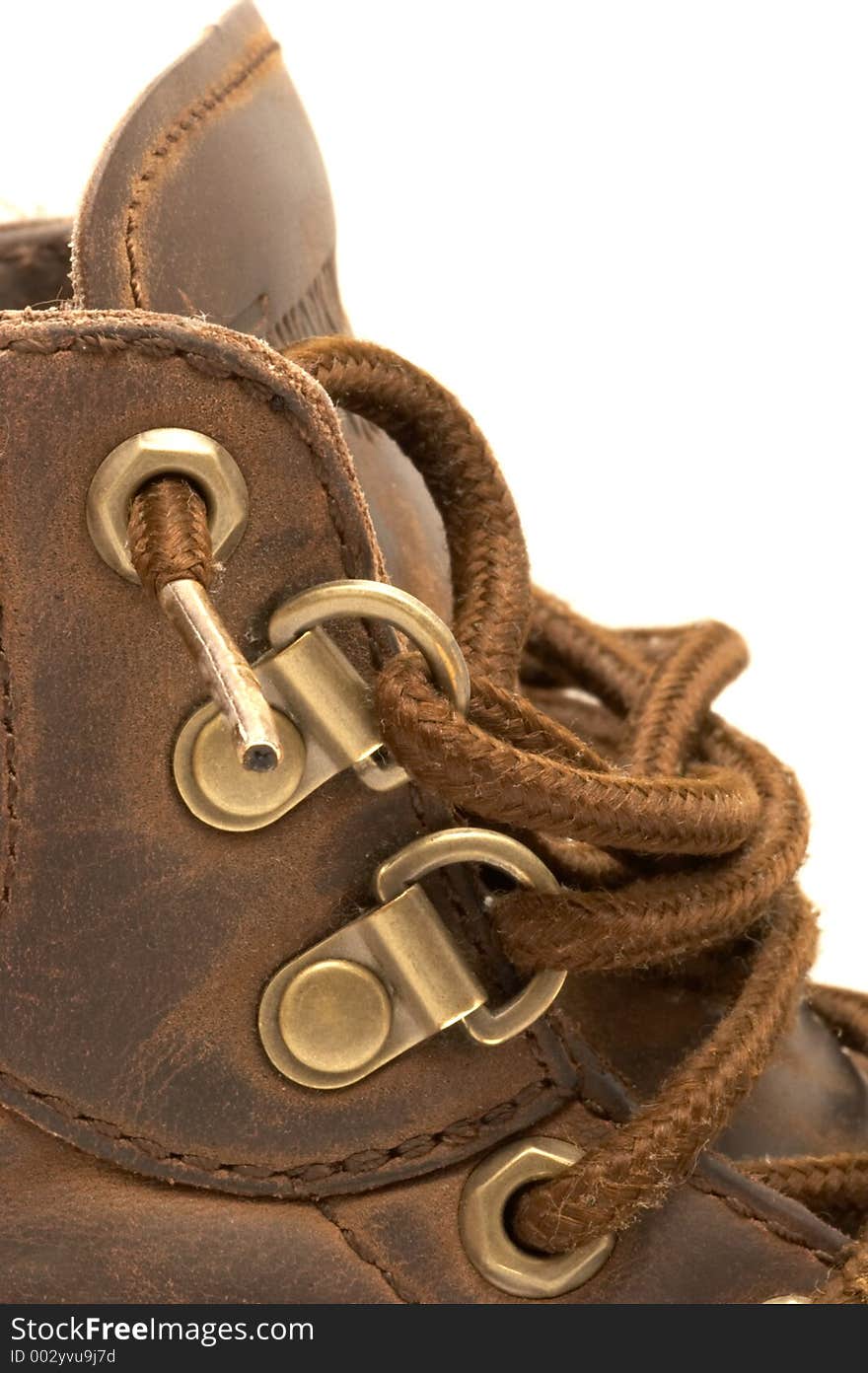 Close up of a steel-toed leather work boot. Close up of a steel-toed leather work boot