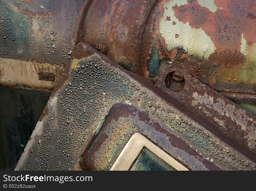 Abstract image of rusted metal emphasizing line, shape, and texture. Abstract image of rusted metal emphasizing line, shape, and texture