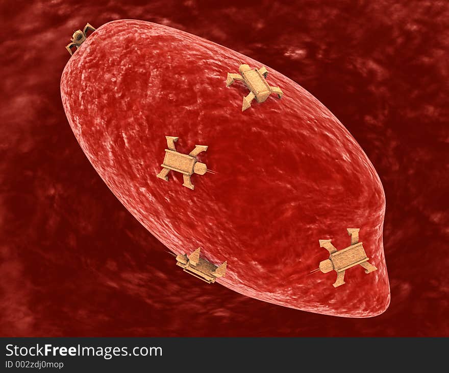 3d Bloodcells with nanorobots. 3d Bloodcells with nanorobots