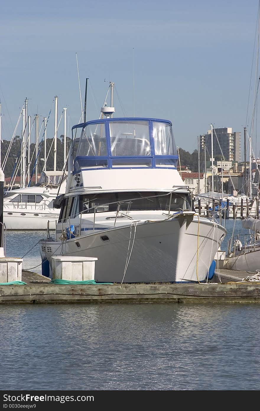 A nice pleasure craft in its marina birth. A nice pleasure craft in its marina birth.