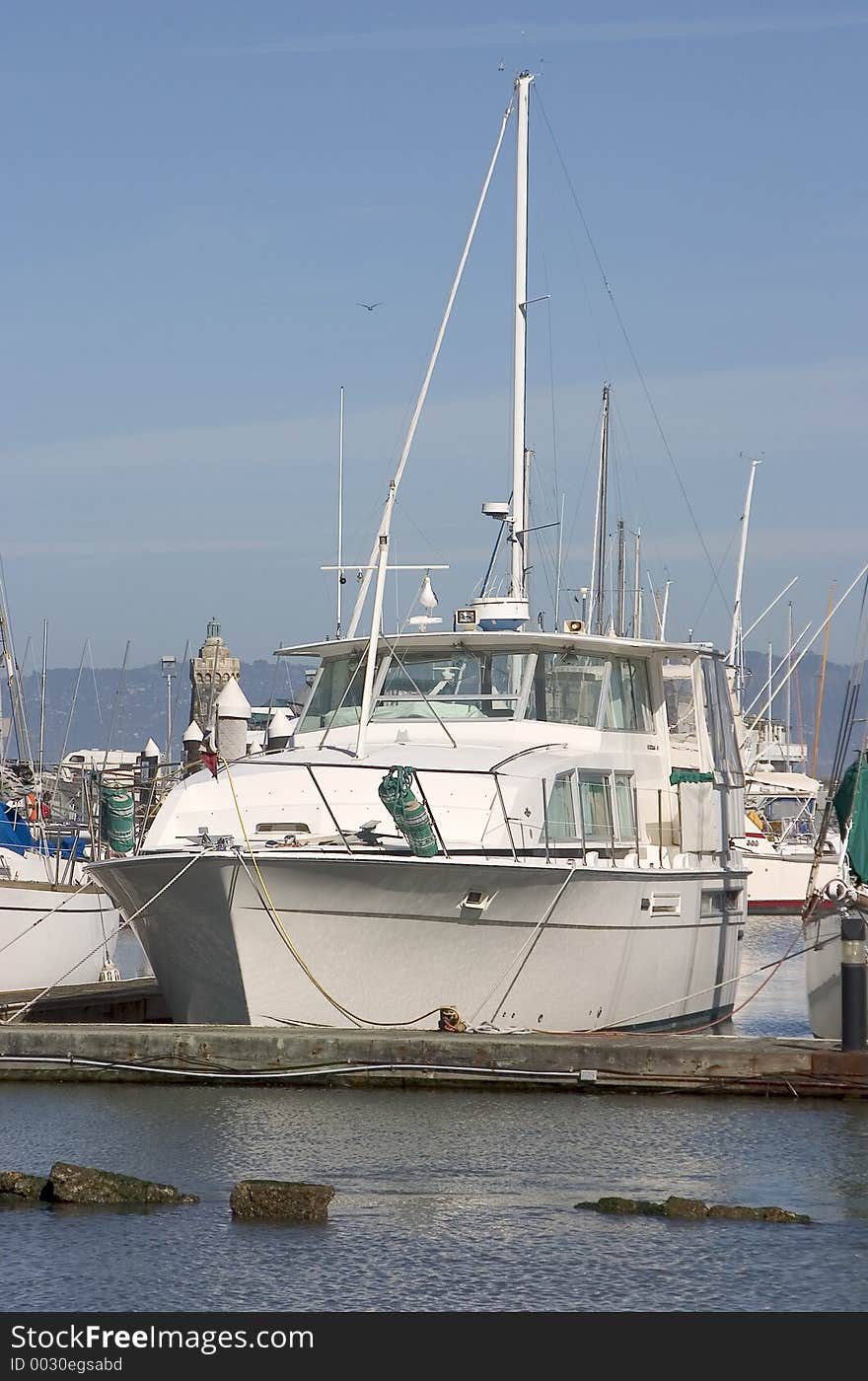 A nice pleasure craft in its marina birth. A nice pleasure craft in its marina birth.