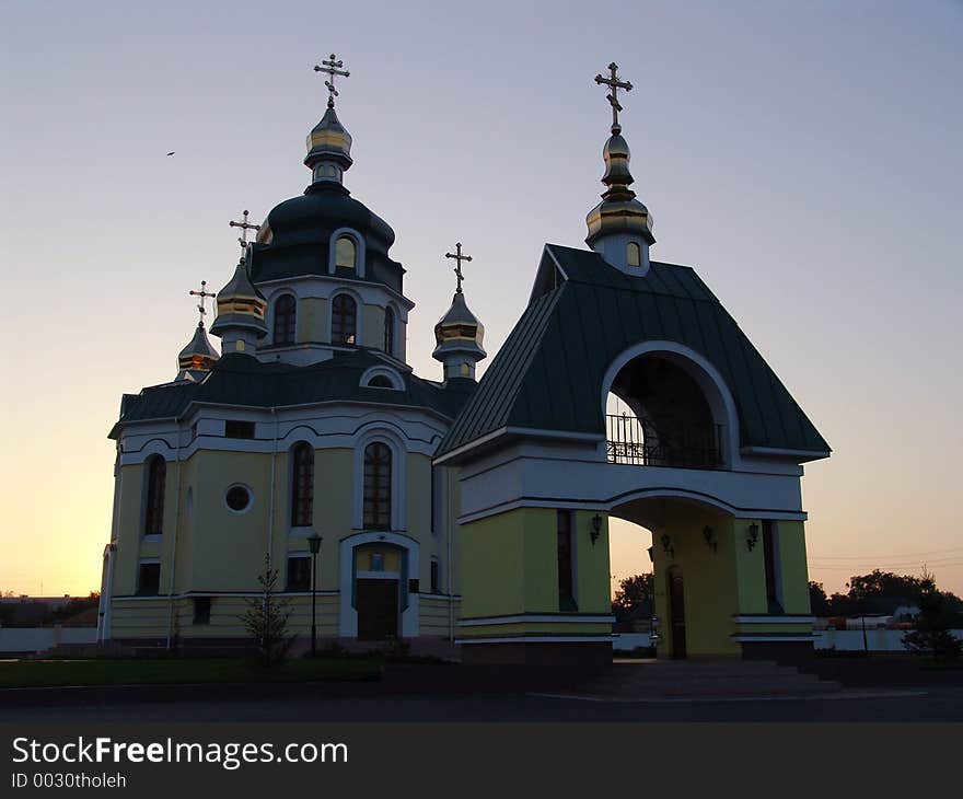 Church outside the city. Church outside the city