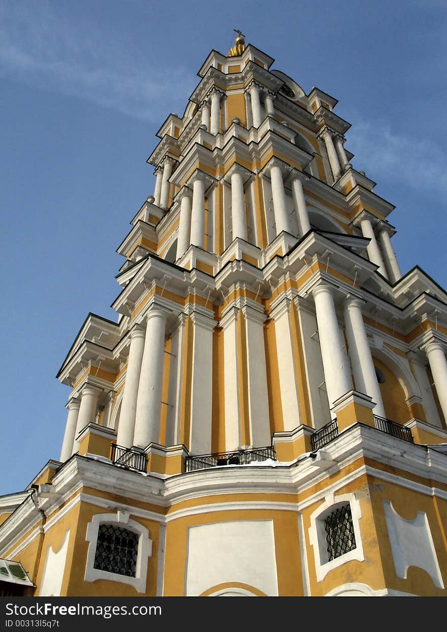 Bell tower of russian monastery, Moscow, Russia. Bell tower of russian monastery, Moscow, Russia