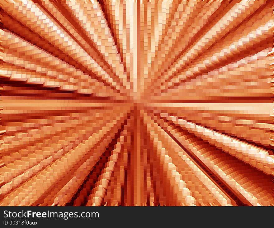 Squares background. Orange perspective background. Computer generated background. Center abstract perspective. Squares background. Orange perspective background. Computer generated background. Center abstract perspective.