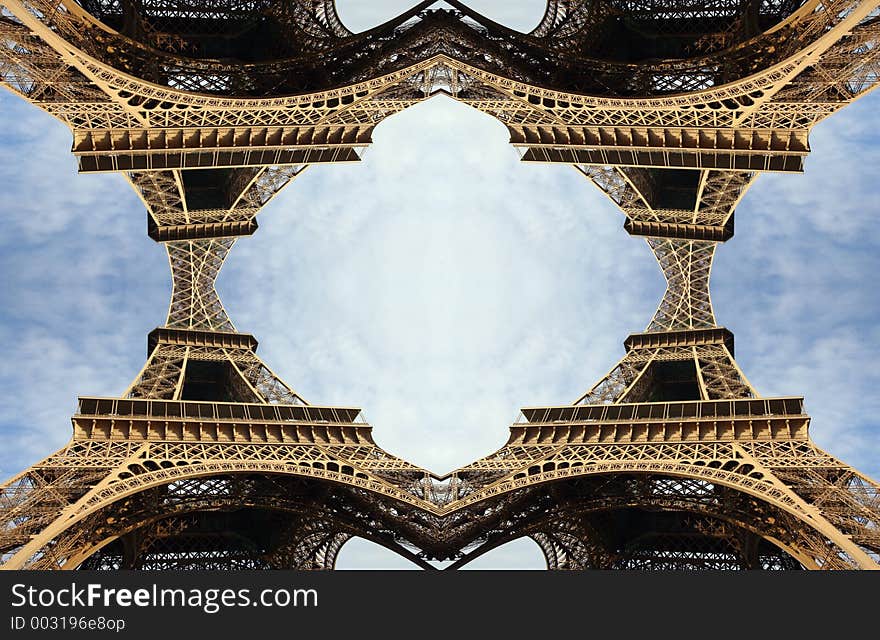 A pattern made from image of the eiffel tower, paris, france. A pattern made from image of the eiffel tower, paris, france