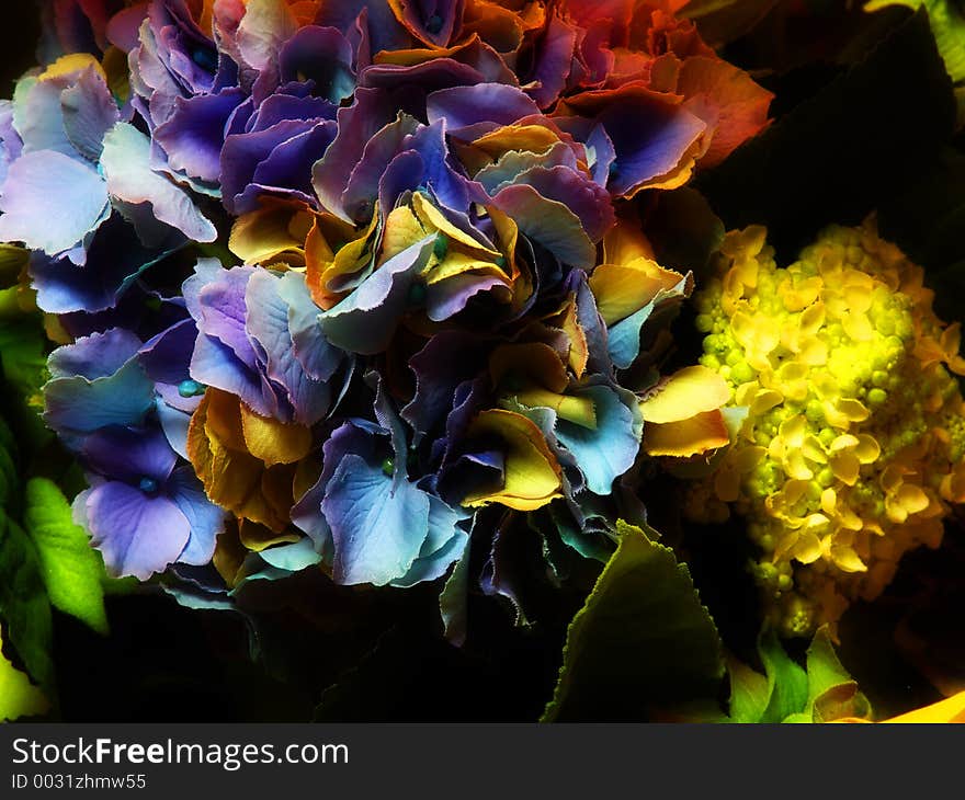 Silk Hydrangea flowers closeup. Silk Hydrangea flowers closeup.